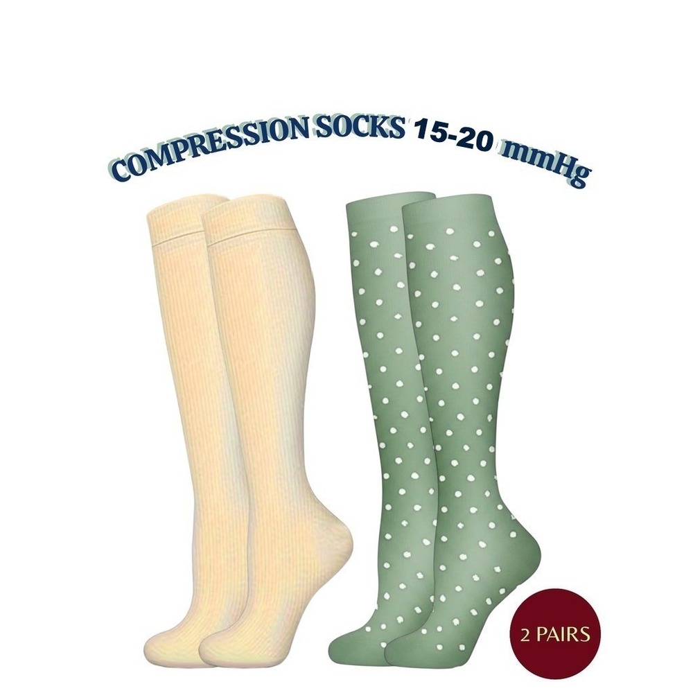 Unisex 15-20 mmHg Compression Socks L/XL Knee High Medical‎ Diamonds 2 Pack NEW